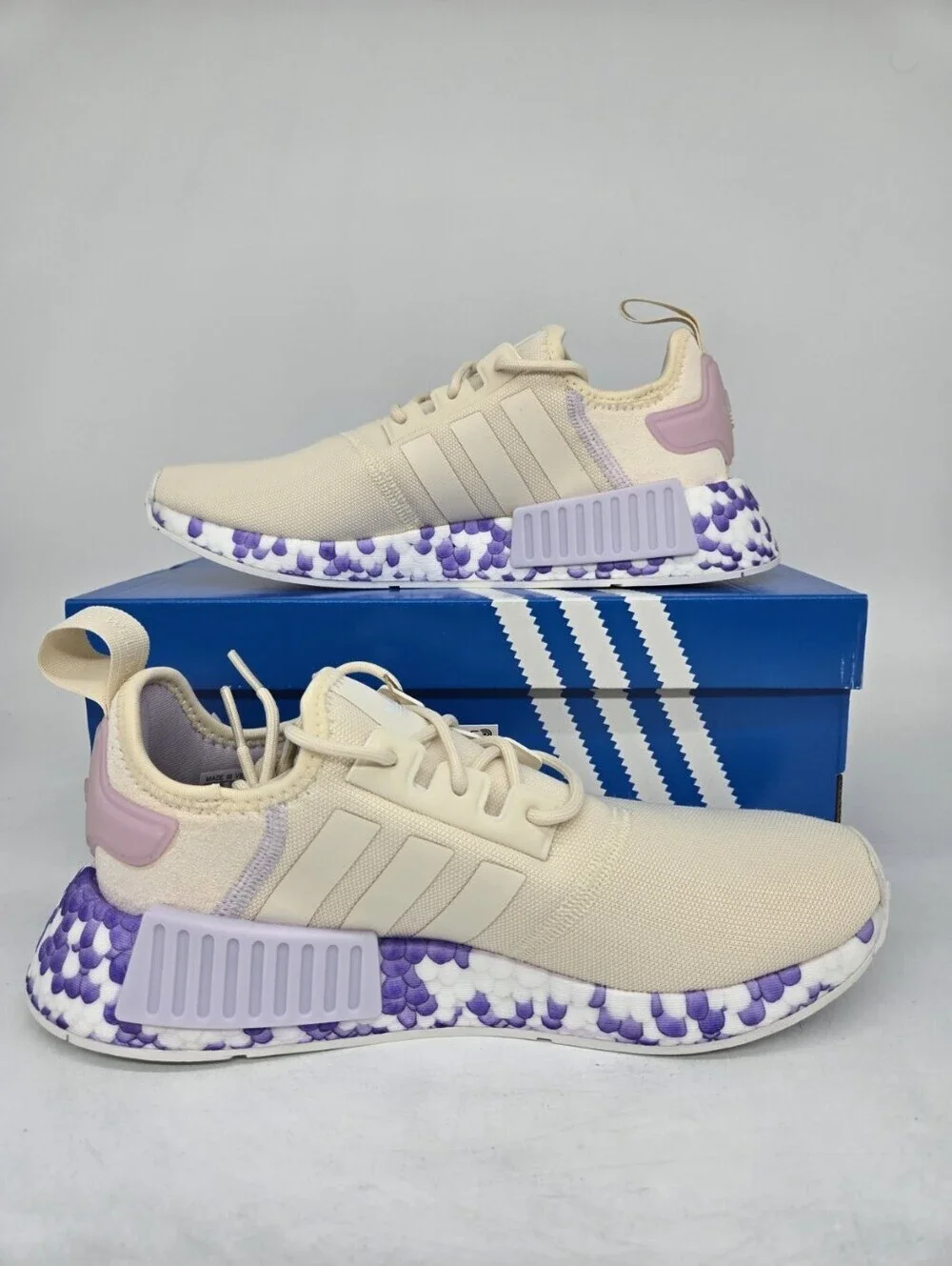 Adidas Women's NMD_R1 GW5694 Wonder White Purple Tint Shoes Size 8